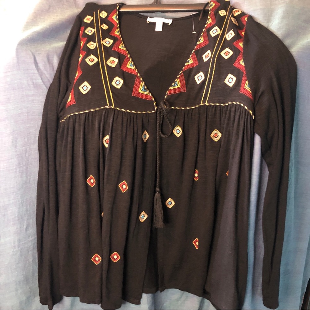 Neiman Marcus boho tie front cardigan - Picture 3 of 12